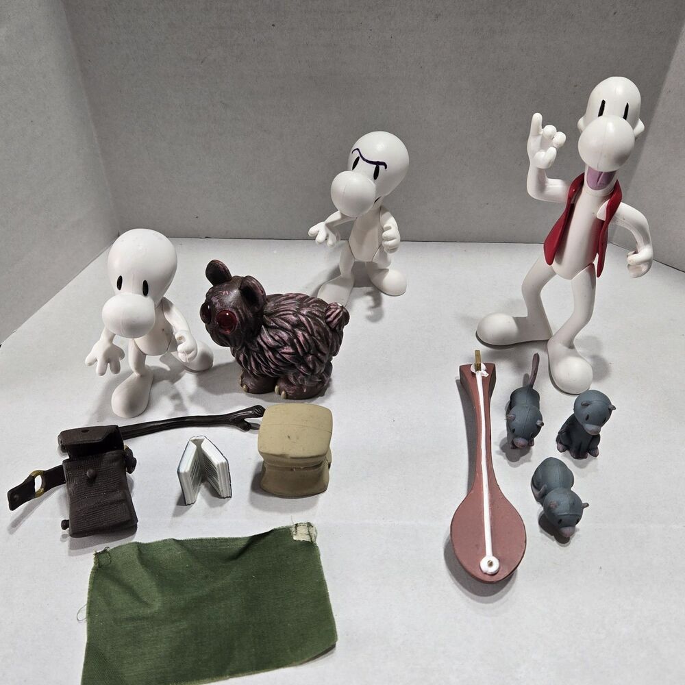 Vintage 1998 Bone Action Figure Lot - ReSaurus Jeff Smith - Fone, Smiley, Phoney